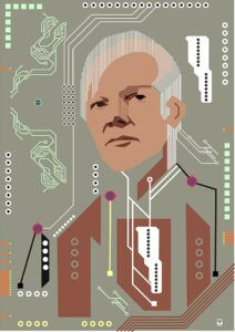 Porträt von Julian Assange im digitalen Stil, © VitaliV